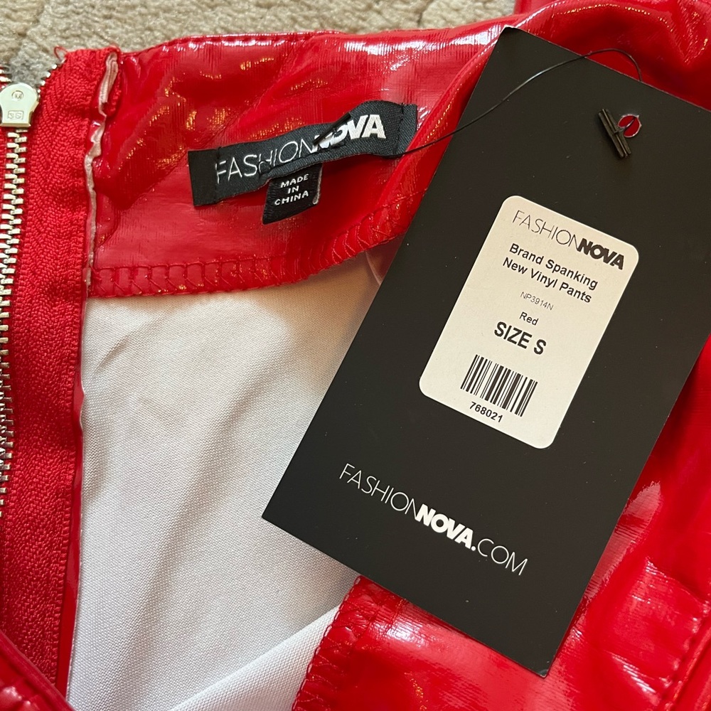 NWT FashionNova Red Vinyl Pants